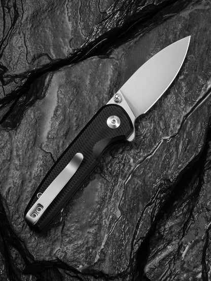 Civivi Mini Shakan 2.48" Nitro-V Ripple Black Aluminum Button Lock Folding Knife C20052F-1