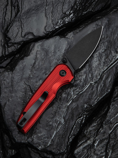Civivi Mini Shakan 2.48" Nitro-V Ripple Red Aluminum Button Lock Folding Knife C20052F-2