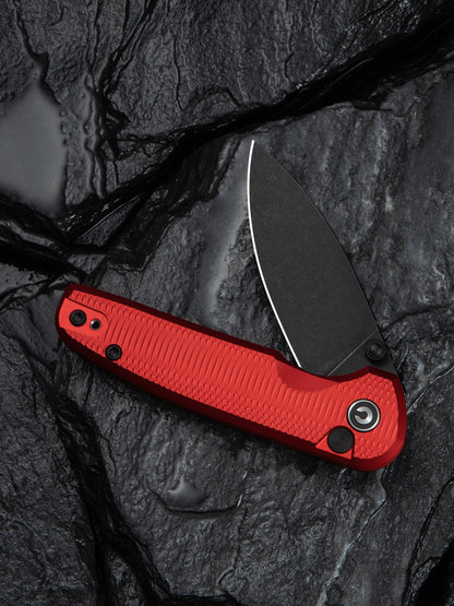 Civivi Mini Shakan 2.48" Nitro-V Ripple Red Aluminum Button Lock Folding Knife C20052F-2