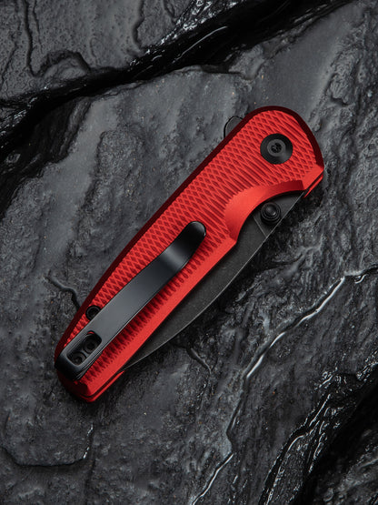 Civivi Mini Shakan 2.48" Nitro-V Ripple Red Aluminum Button Lock Folding Knife C20052F-2