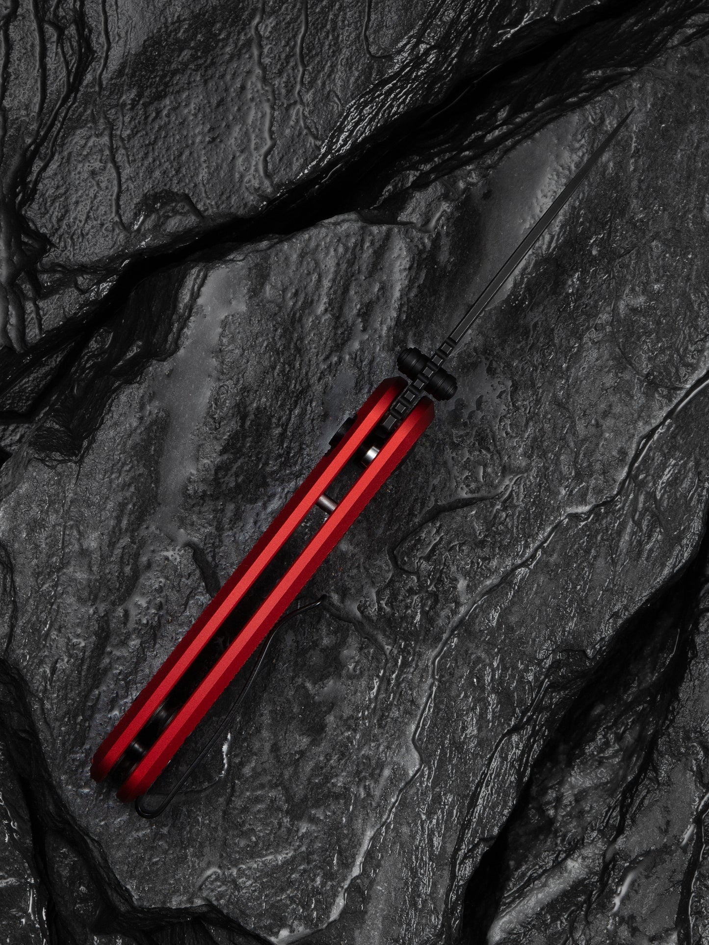 Civivi Mini Shakan 2.48" Nitro-V Ripple Red Aluminum Button Lock Folding Knife C20052F-2