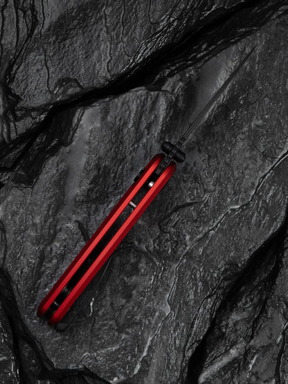 Civivi Mini Shakan 2.48" Nitro-V Ripple Red Aluminum Button Lock Folding Knife C20052F-2