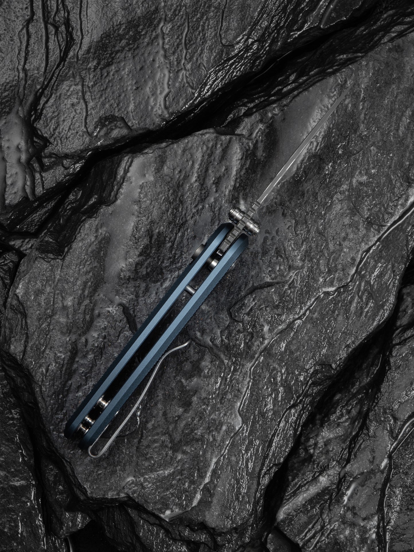 Civivi Mini Shakan 2.48" Aluminum Ripple Blue Aluminum Button Lock Folding Knife C20052F-DS1