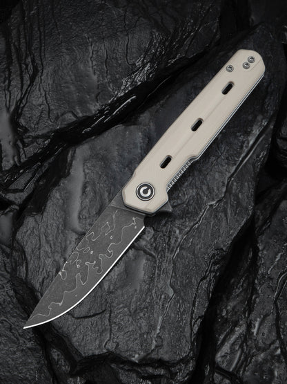 Civivi Navo 3.25" Damascus Ivory G10 Folding Knife by Ostap Hel C25015A-DS1