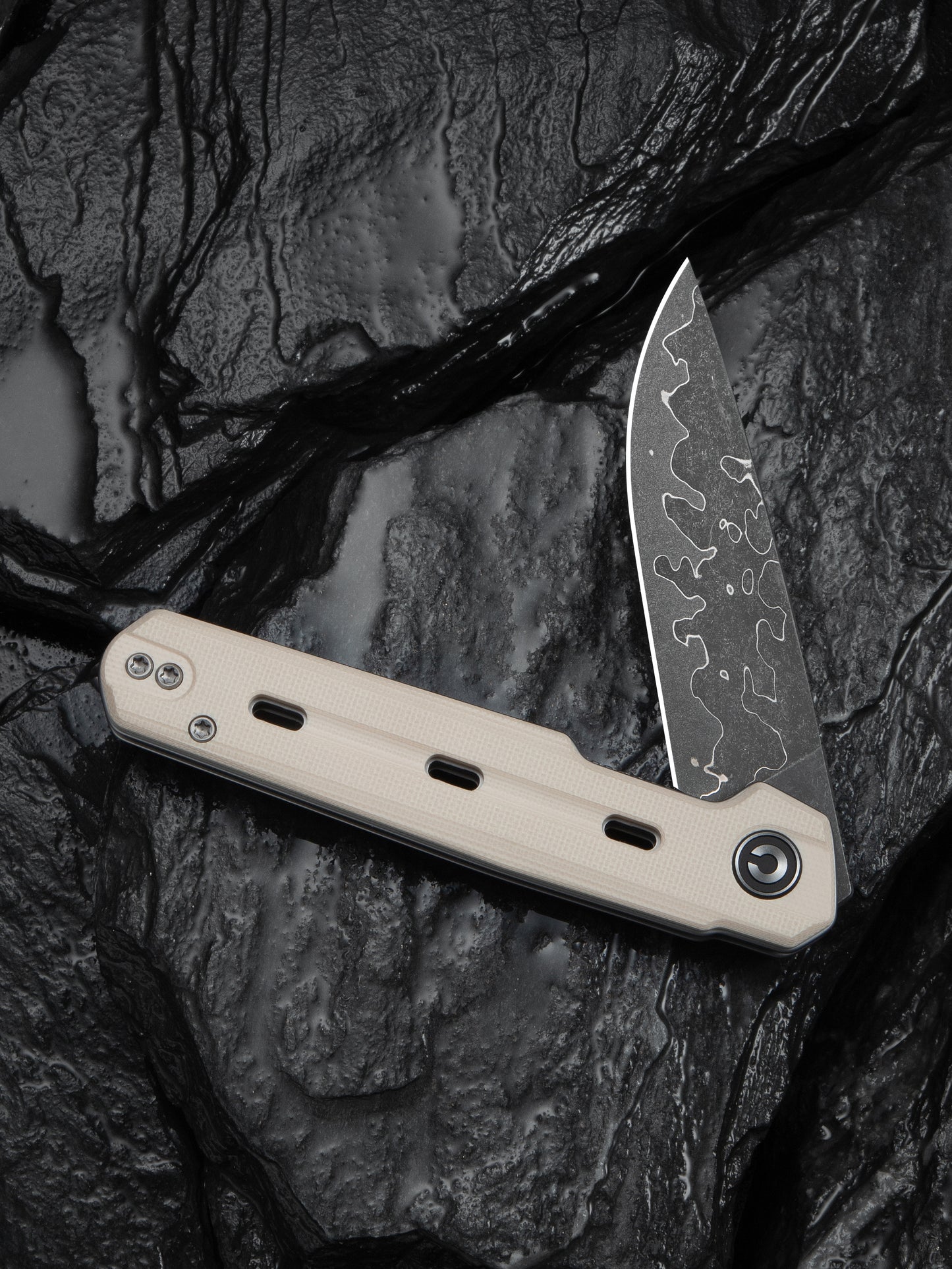 Civivi Navo 3.25" Damascus Ivory G10 Folding Knife by Ostap Hel C25015A-DS1