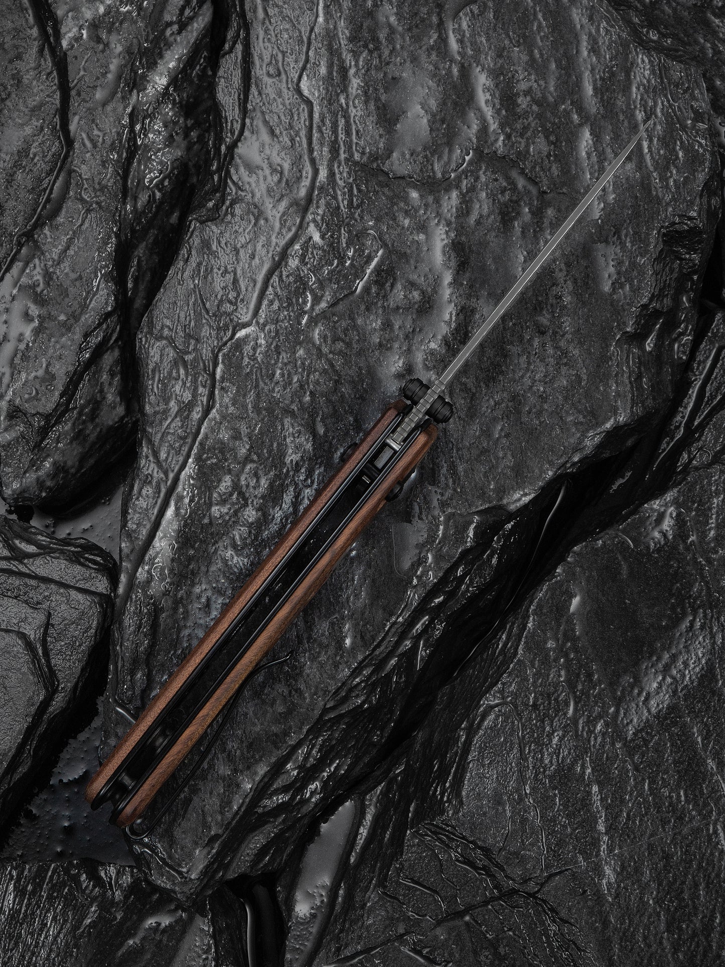 Civivi Noctis 2.98" Damascus Guibourtia Wood Crossbar Lock Folding Knife C24020C-DS1