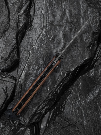 Civivi Noctis 2.98" Damascus Guibourtia Wood Crossbar Lock Folding Knife C24020C-DS1