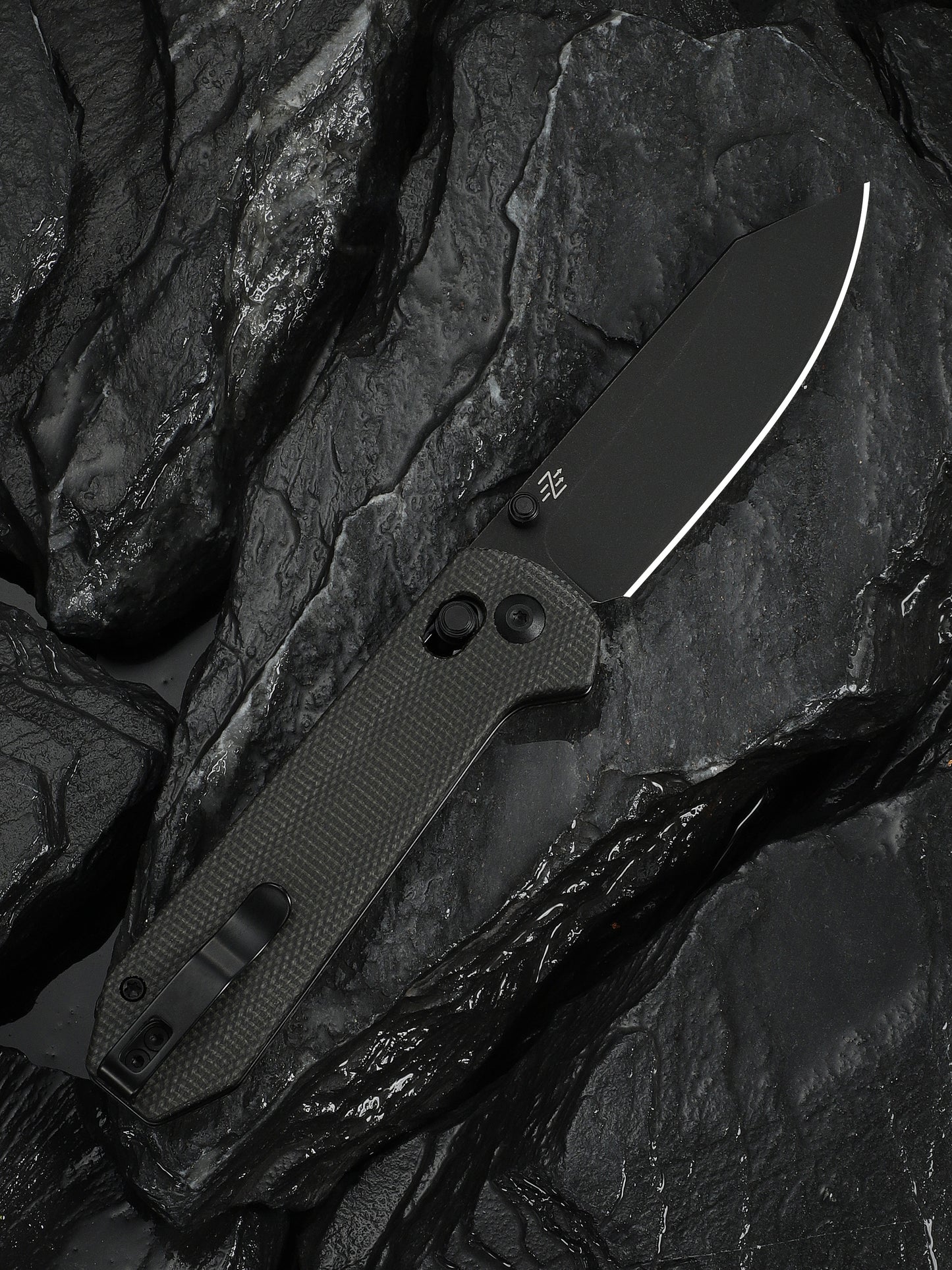 Civivi Over Yonder 3.35" Sandvik 14C28N Black/Dark Green Canvas Micarta Crossbar Lock Folding Knife C25027-1