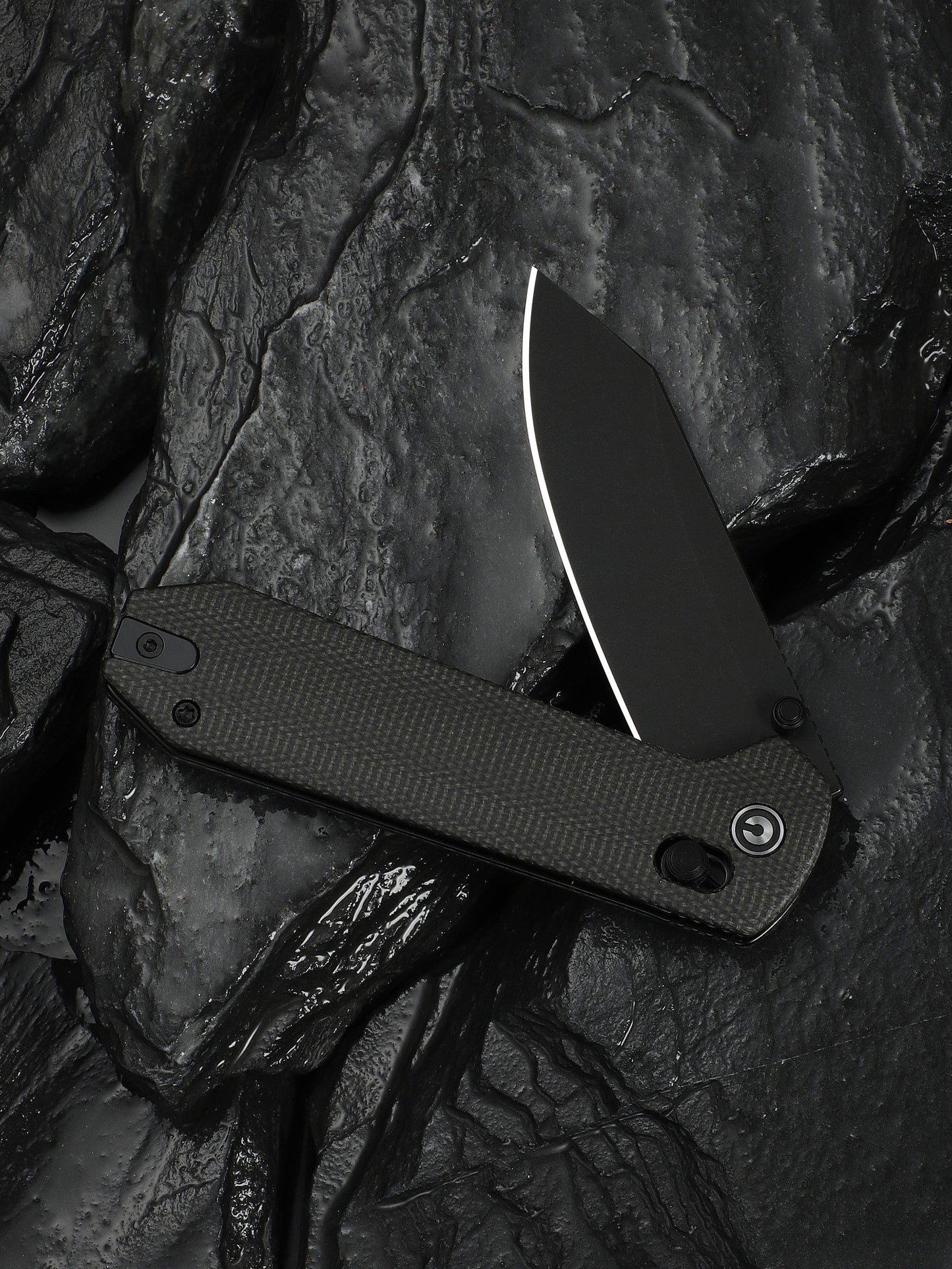 Civivi Over Yonder 3.35" Sandvik 14C28N Black/Dark Green Canvas Micarta Crossbar Lock Folding Knife C25027-1
