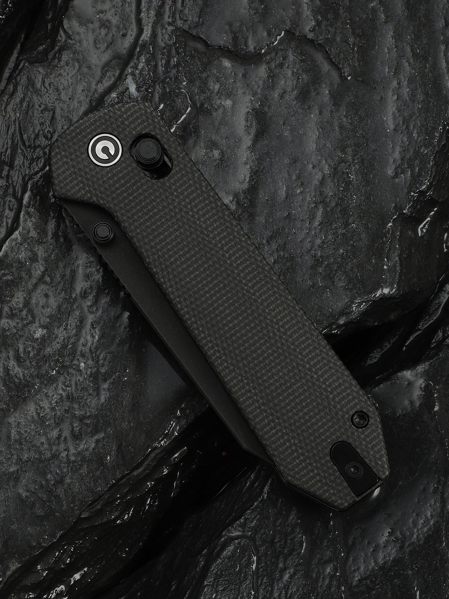 Civivi Over Yonder 3.35" Sandvik 14C28N Black/Dark Green Canvas Micarta Crossbar Lock Folding Knife C25027-1
