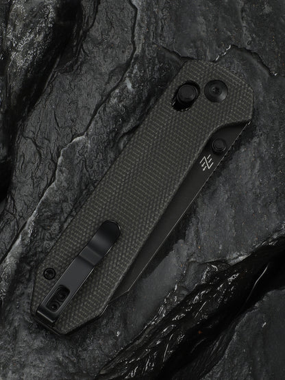 Civivi Over Yonder 3.35" Sandvik 14C28N Black/Dark Green Canvas Micarta Crossbar Lock Folding Knife C25027-1