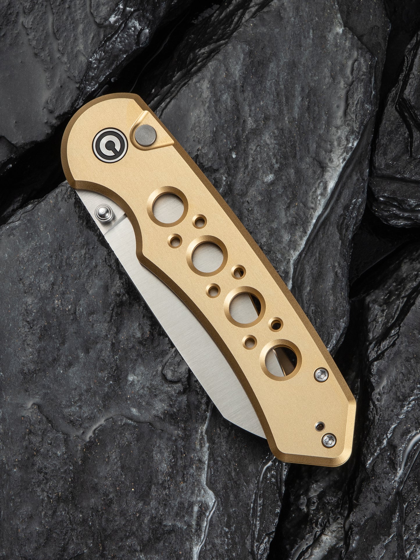 Civivi Pragma Prime 3.49" Sandvik 14C28N Champagne Aluminium Button Lock Folding Knife C24067-3