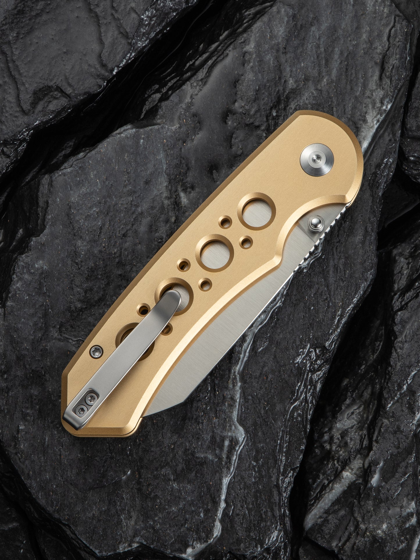 Civivi Pragma Prime 3.49" Sandvik 14C28N Champagne Aluminium Button Lock Folding Knife C24067-3