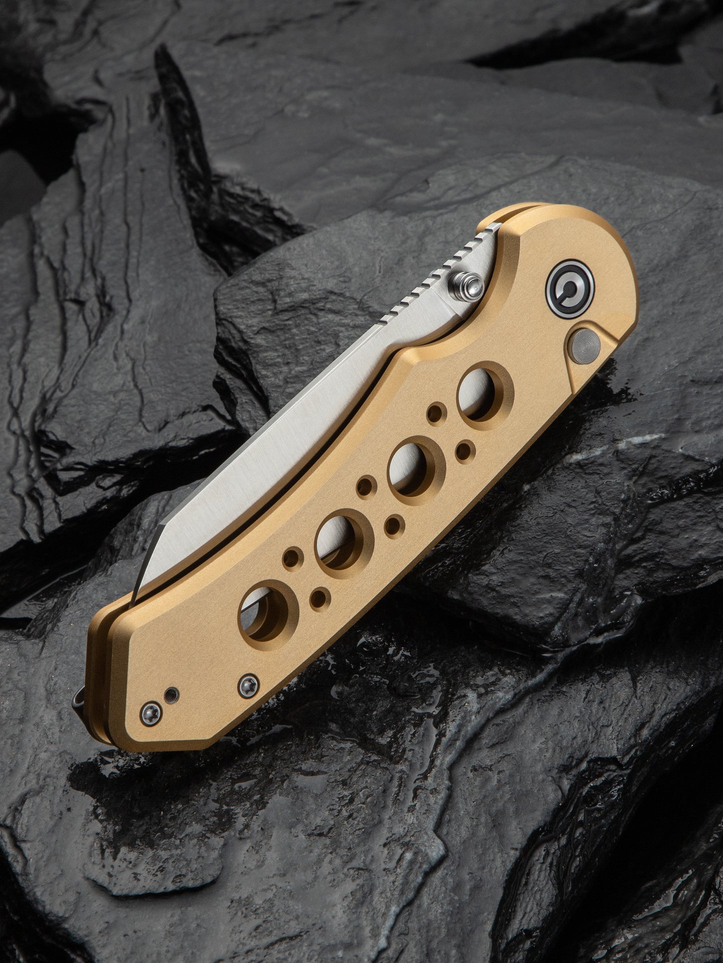 Civivi Pragma Prime 3.49" Sandvik 14C28N Champagne Aluminium Button Lock Folding Knife C24067-3
