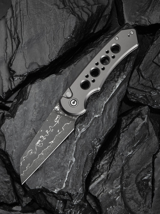 Civivi Pragma Prime 3.49" Damascus Gray Aluminium Button Lock Folding Knife C24067-DS1