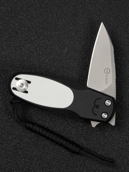 Civivi Purr 1.83" Nitro-V Black/White G10 Slip-Joint Flipper Folding Knife by Ostap Hel C25054-2