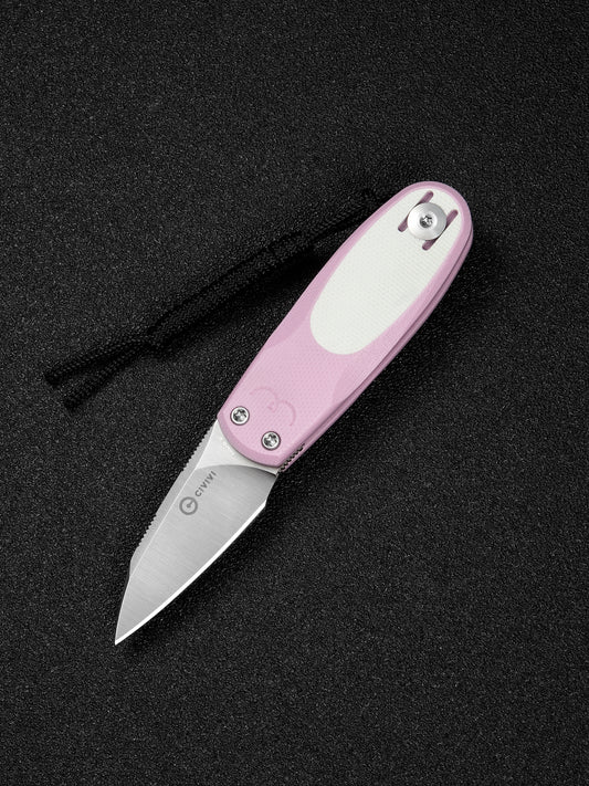 Civivi Purr 1.83" Nitro-V Powder Pink/White G10 Slip-Joint Flipper Folding Knife by Ostap Hel C25054-4