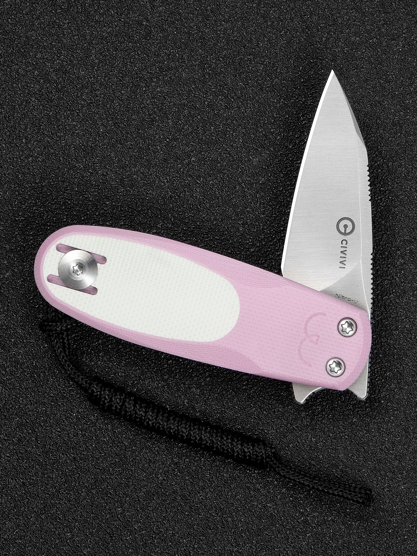 Civivi Purr 1.83" Nitro-V Powder Pink/White G10 Slip-Joint Flipper Folding Knife by Ostap Hel C25054-4