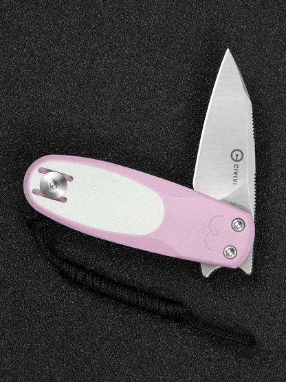 Civivi Purr 1.83" Nitro-V Powder Pink/White G10 Slip-Joint Flipper Folding Knife by Ostap Hel C25054-4