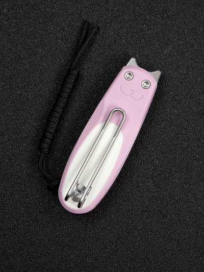 Civivi Purr 1.83" Nitro-V Powder Pink/White G10 Slip-Joint Flipper Folding Knife by Ostap Hel C25054-4