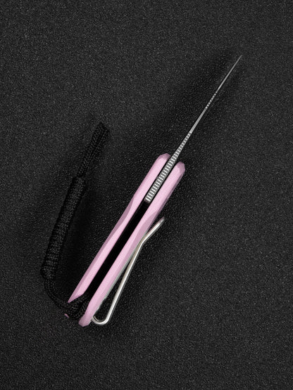 Civivi Purr 1.83" Nitro-V Powder Pink/White G10 Slip-Joint Flipper Folding Knife by Ostap Hel C25054-4