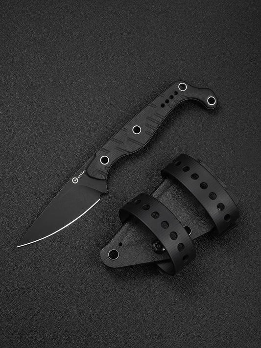 Civivi SOKN 2.82" Nitro-V Black Stonewashed Black G10 Fixed Blade Knife by Kyle Lamb C22027-3