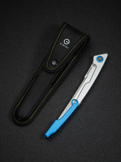 Civivi Shawka 5.81" Sandvik 14C28N Blue Aluminium Folding Fillet Knife with Sheath C22029B-2
