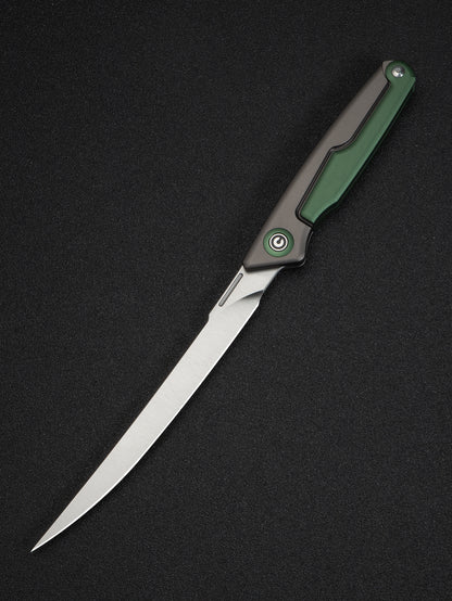 Civivi Shawka 5.81" Sandvik 14C28N Green Aluminium Folding Fillet Knife with Sheath C22029B-3