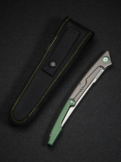 Civivi Shawka 5.81" Sandvik 14C28N Green Aluminium Folding Fillet Knife with Sheath C22029B-3