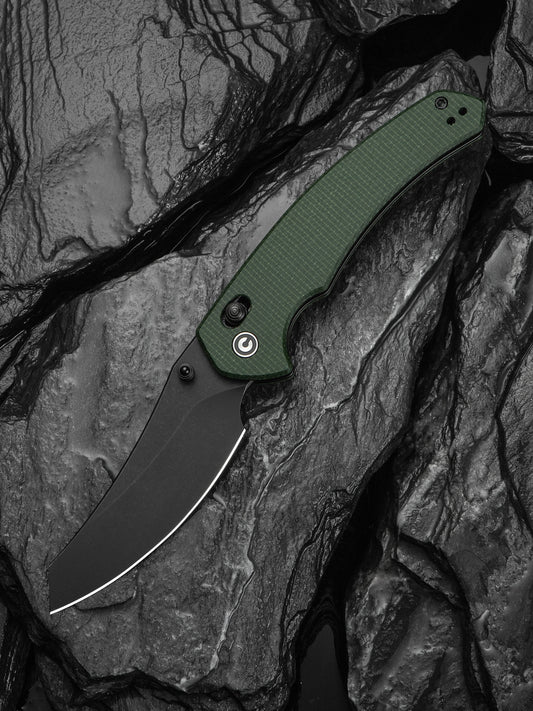 Civivi Sixgill 3.41" Nitro-V Green Canvas Micarta Crossbar Lock Folding Knife by Gavko Knives C24050-3