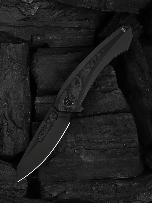 WE Knife Suisei 3.28" Bohler M390 Dark Graphite Titanium Carbon Fiber Inlay Folding Knife by Dew Hara WE25086-3