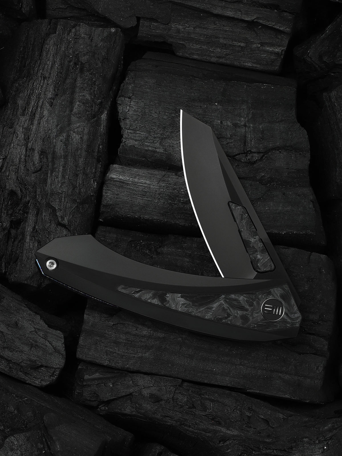 WE Knife Suisei 3.28" Bohler M390 Dark Graphite Titanium Carbon Fiber Inlay Folding Knife by Dew Hara WE25086-3