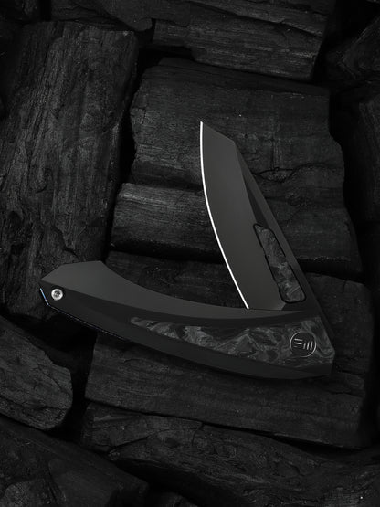 WE Knife Suisei 3.28" Bohler M390 Dark Graphite Titanium Carbon Fiber Inlay Folding Knife by Dew Hara WE25086-3