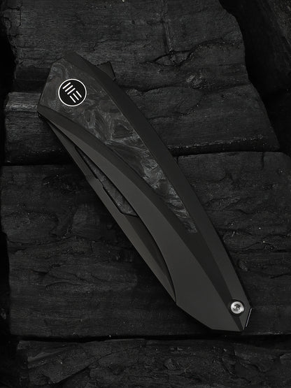WE Knife Suisei 3.28" Bohler M390 Dark Graphite Titanium Carbon Fiber Inlay Folding Knife by Dew Hara WE25086-3