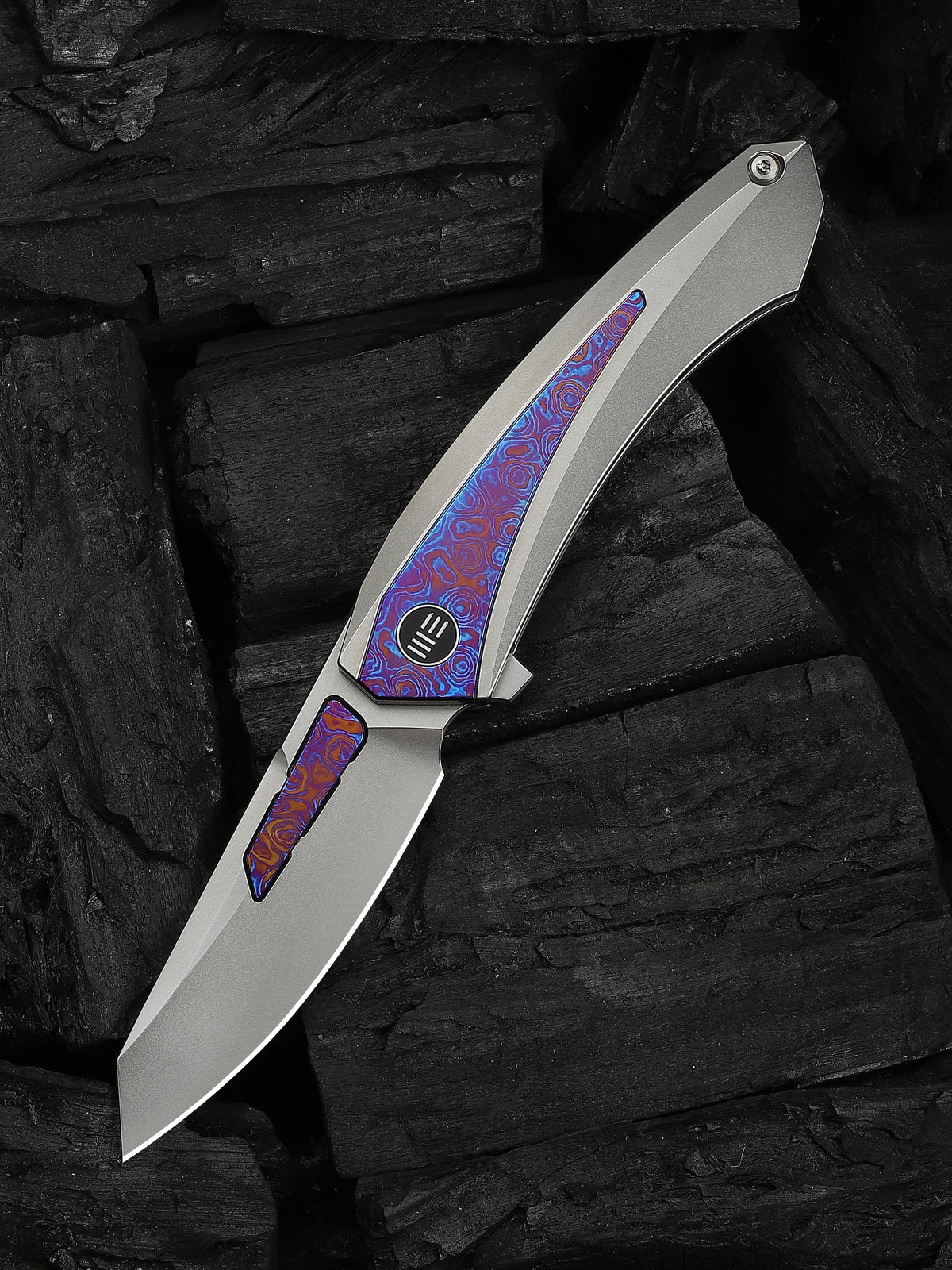WE Knife Suisei 3.28" Bohler M390 Titanium Timascus Inlay Folding Knife by Dew Hara WE25086-4