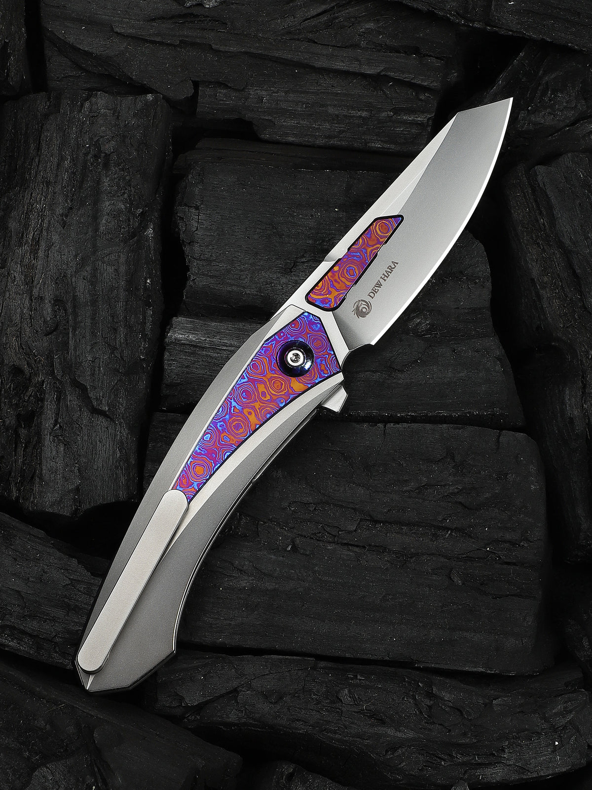 WE Knife Suisei 3.28" Bohler M390 Titanium Timascus Inlay Folding Knife by Dew Hara WE25086-4