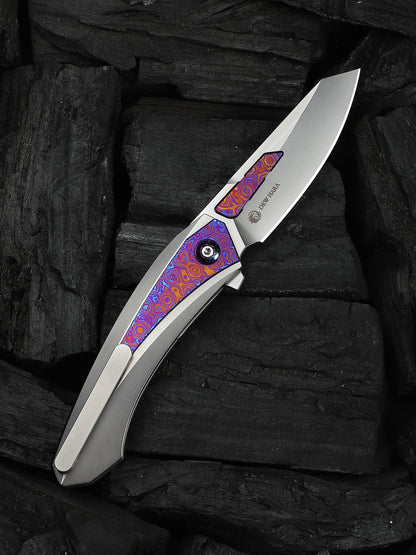WE Knife Suisei 3.28" Bohler M390 Titanium Timascus Inlay Folding Knife by Dew Hara WE25086-4