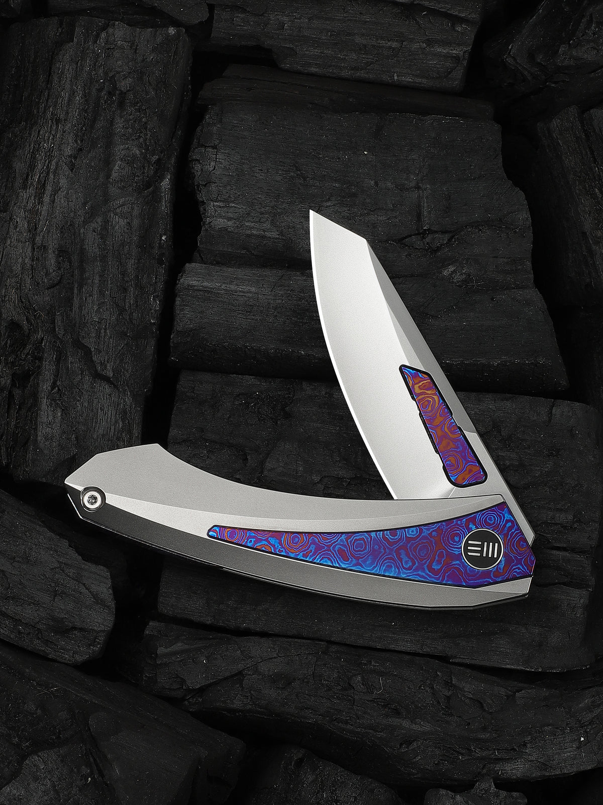 WE Knife Suisei 3.28" Bohler M390 Titanium Timascus Inlay Folding Knife by Dew Hara WE25086-4