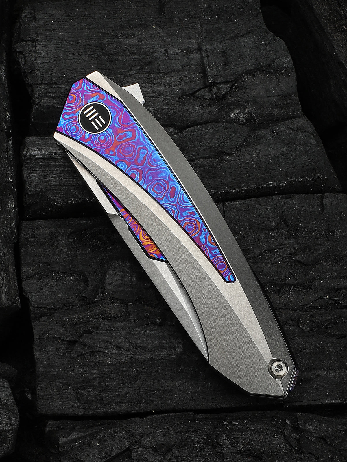 WE Knife Suisei 3.28" Bohler M390 Titanium Timascus Inlay Folding Knife by Dew Hara WE25086-4