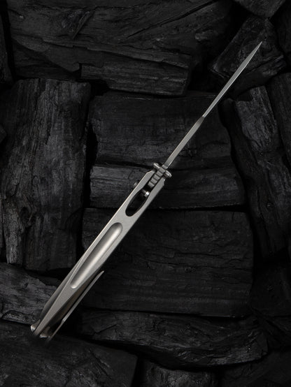 WE Tighe Down 4" Bohler M390 Titanium Black/Blue Carbon Fiber Folding Knife WE24054-1