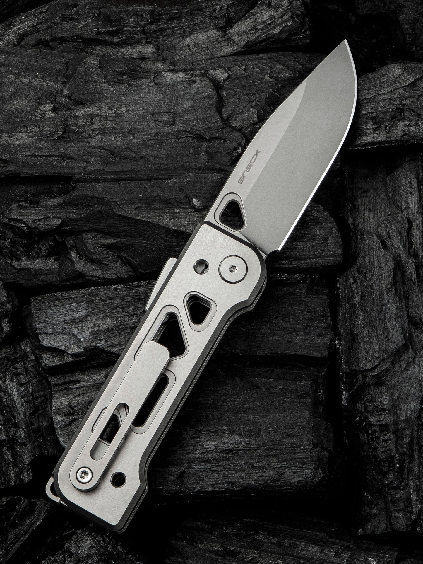 WE Snecx Tyro 2.91" CPM 20CV Gray Titanium Superlock Folding Knife WE24001-2
