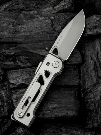 WE Snecx Tyro 2.91" CPM 20CV Gray Titanium Superlock Folding Knife WE24001-2