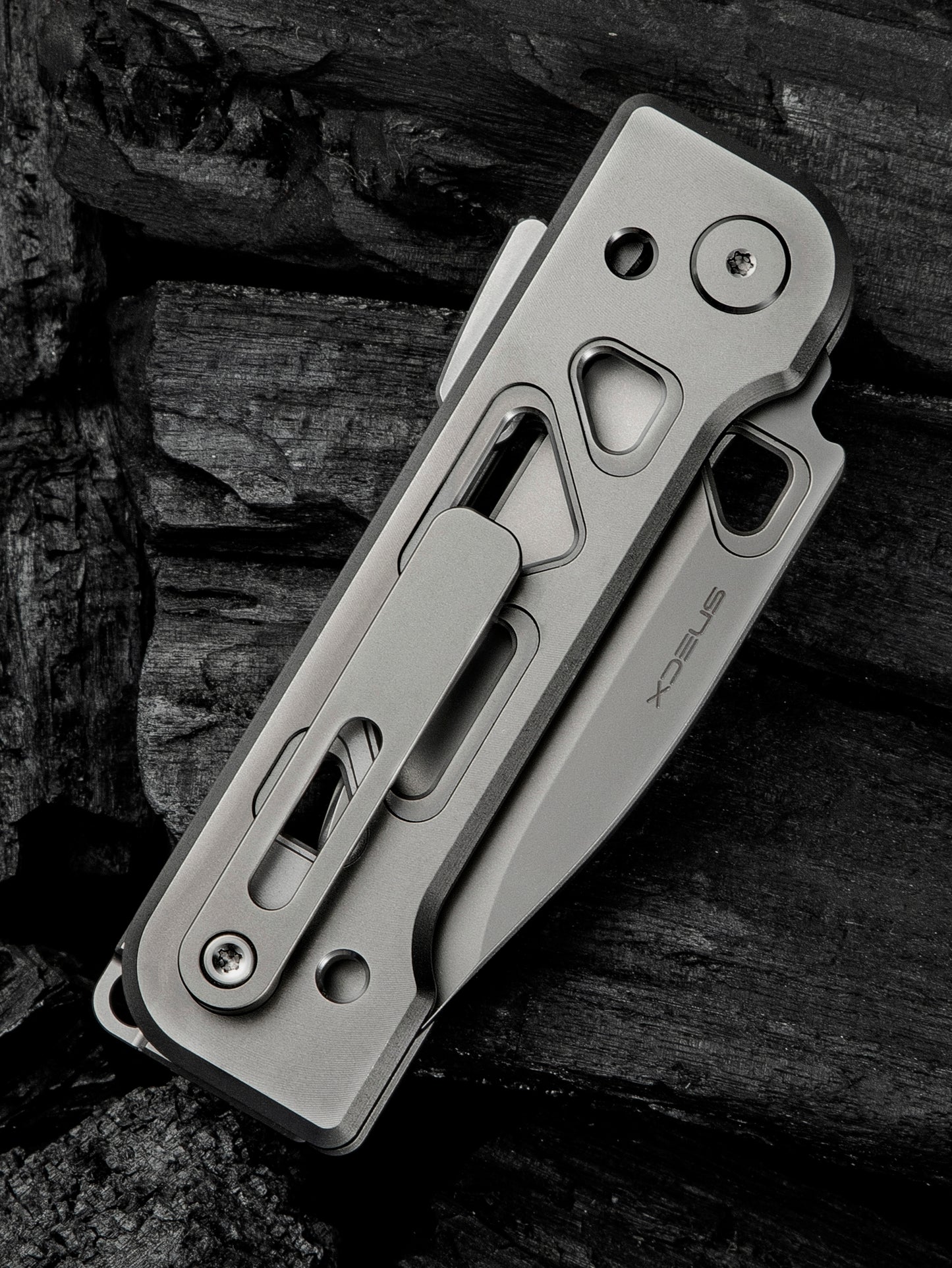 WE Snecx Tyro 2.91" CPM 20CV Gray Titanium Superlock Folding Knife WE24001-2