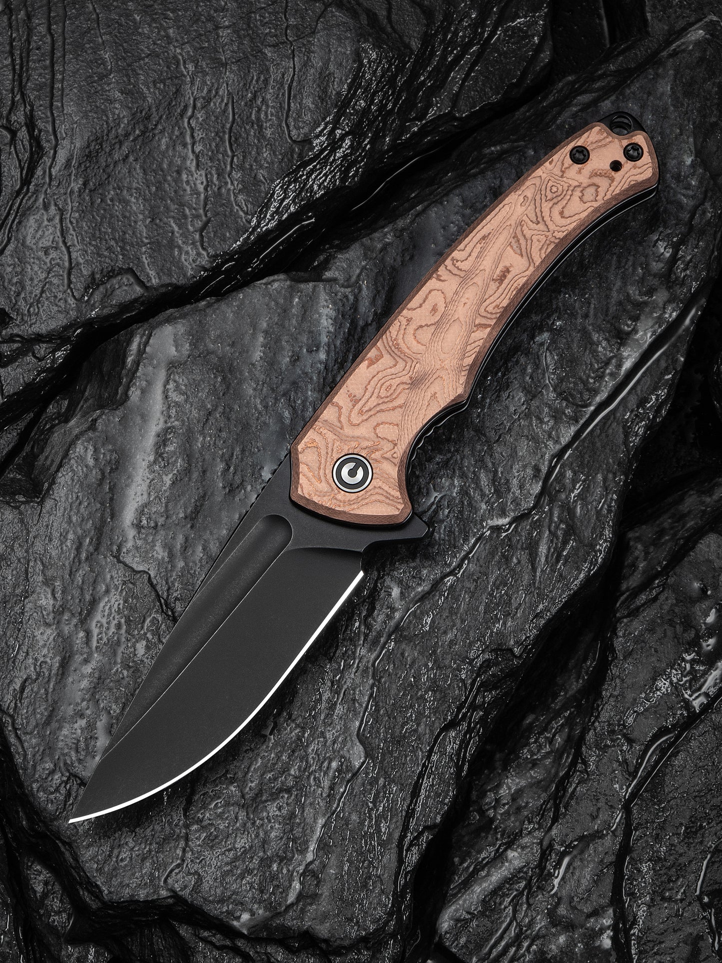 Civivi Voidflare 2.92" Sandvik 14C28N Black Stonewashed G10 Copper Foil Folding Knife C24040-3