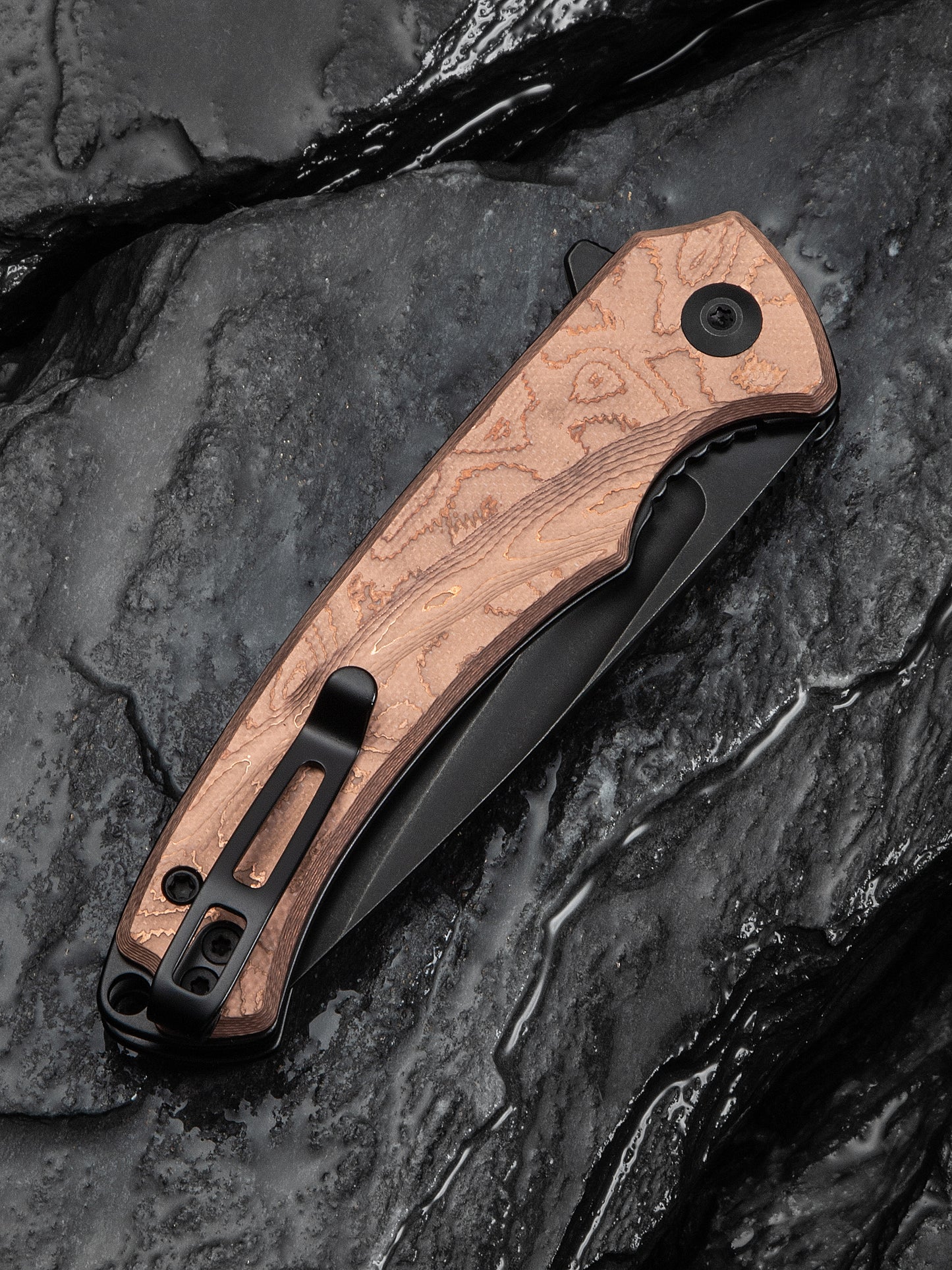 Civivi Voidflare 2.92" Sandvik 14C28N Black Stonewashed G10 Copper Foil Folding Knife C24040-3