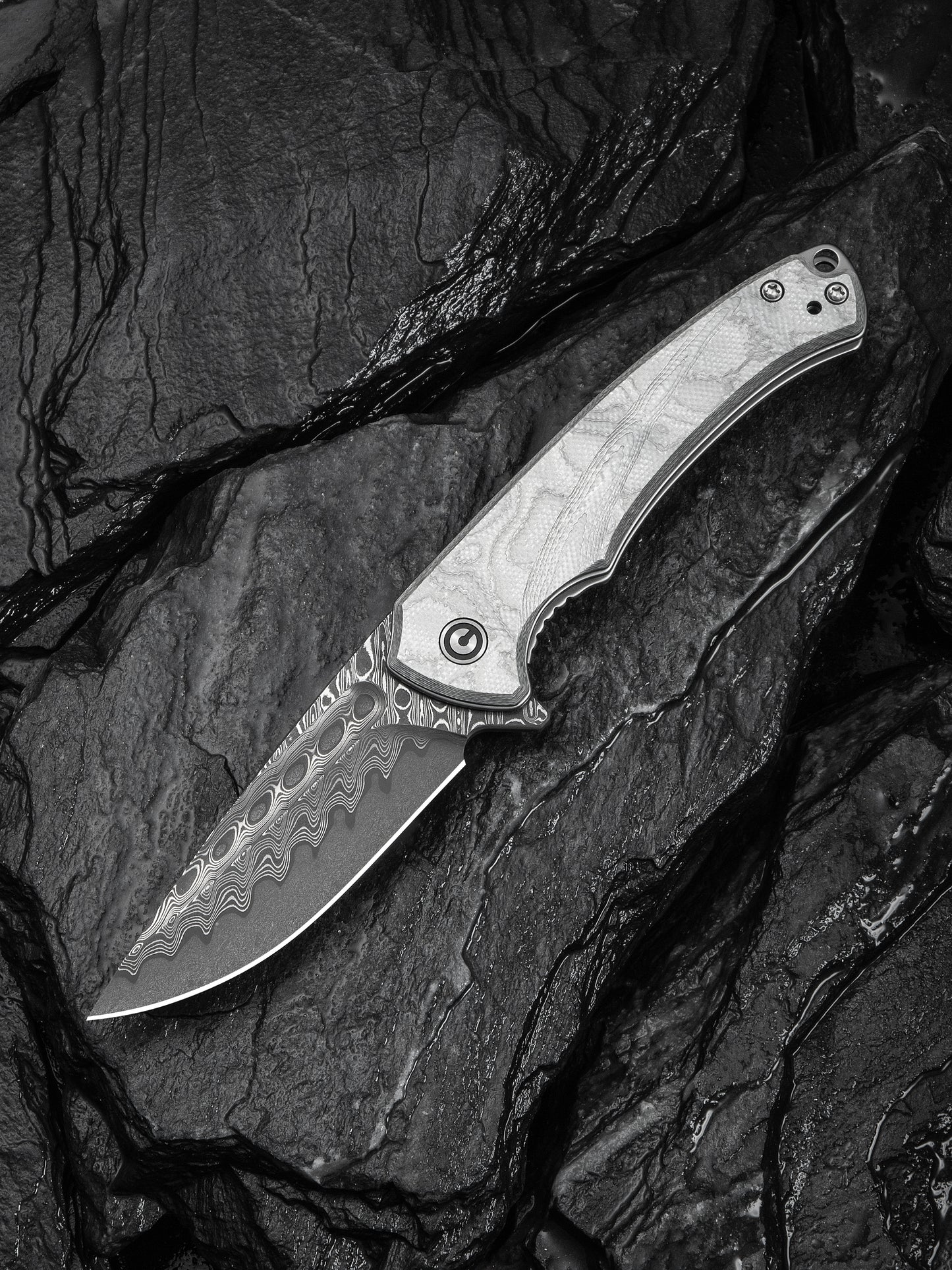 Civivi Voidflare 2.92" Damascus G10 Aluminum Foil Folding Knife C24040-DS1