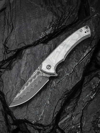 Civivi Voidflare 2.92" Damascus G10 Aluminum Foil Folding Knife C24040-DS1