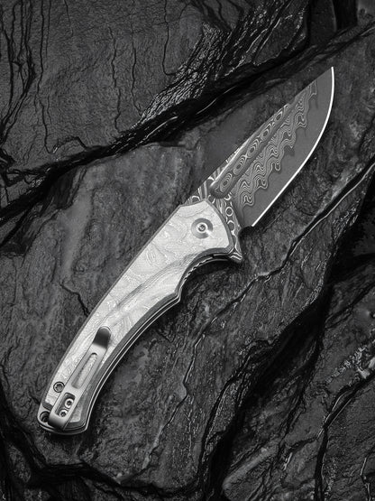 Civivi Voidflare 2.92" Damascus G10 Aluminum Foil Folding Knife C24040-DS1