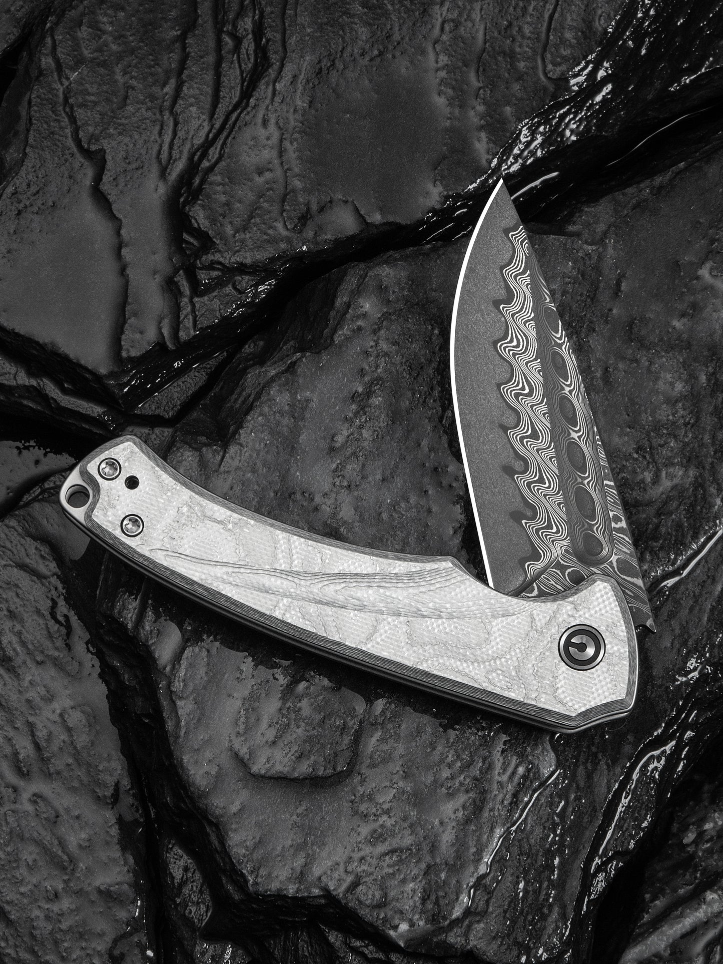 Civivi Voidflare 2.92" Damascus G10 Aluminum Foil Folding Knife C24040-DS1