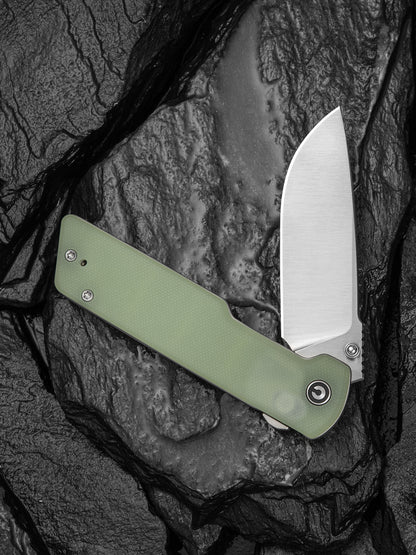 Civivi Zygon 3.24" Nitro-V Natural G10 Blue Glow Top Crossbar Lock Folding Knife C25035-1